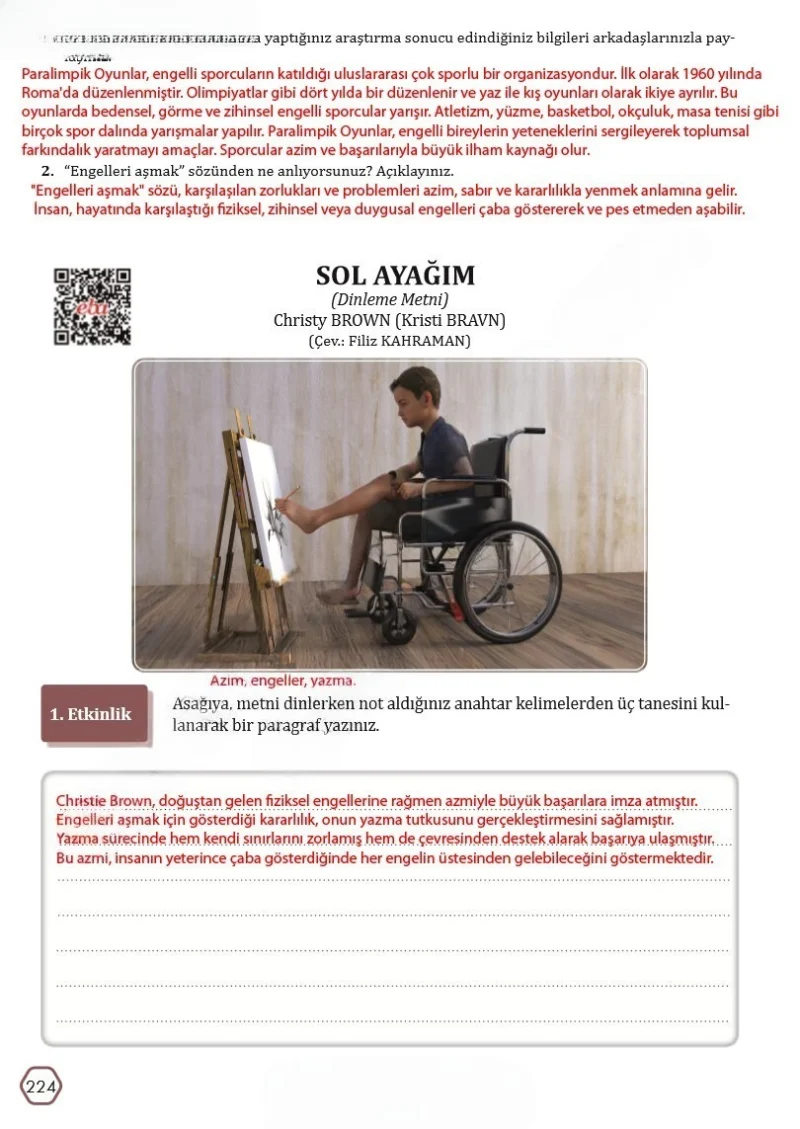 7. Sınıf Türkçe Ders Kitabı Cevapları Meb Yayınları Sayfa 224 Çözüm Görseli