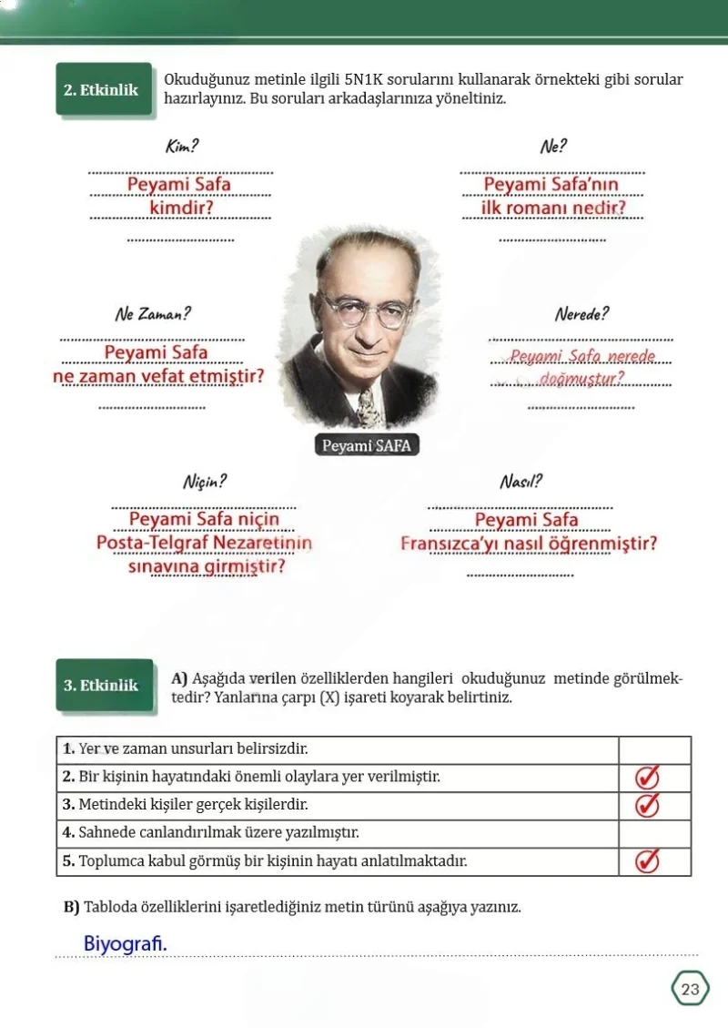 7. Sınıf Türkçe Ders Kitabı Cevapları Meb Yayınları Sayfa 23 Çözüm Görseli