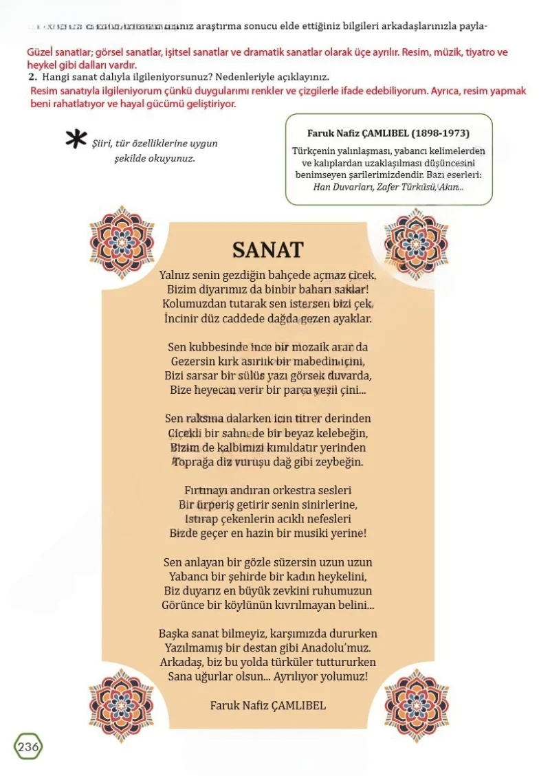 7. Sınıf Türkçe Ders Kitabı Cevapları Meb Yayınları Sayfa 236 Çözüm Görseli