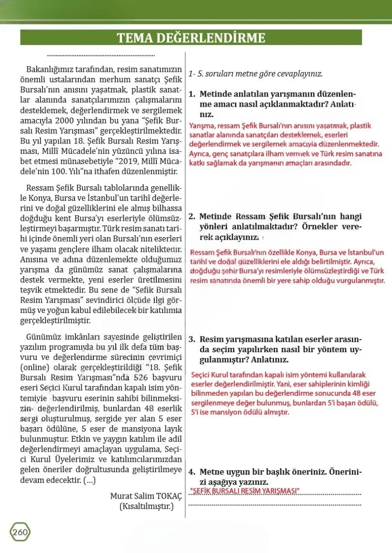 7. Sınıf Türkçe Ders Kitabı Cevapları Meb Yayınları Sayfa 260 Çözüm Görseli