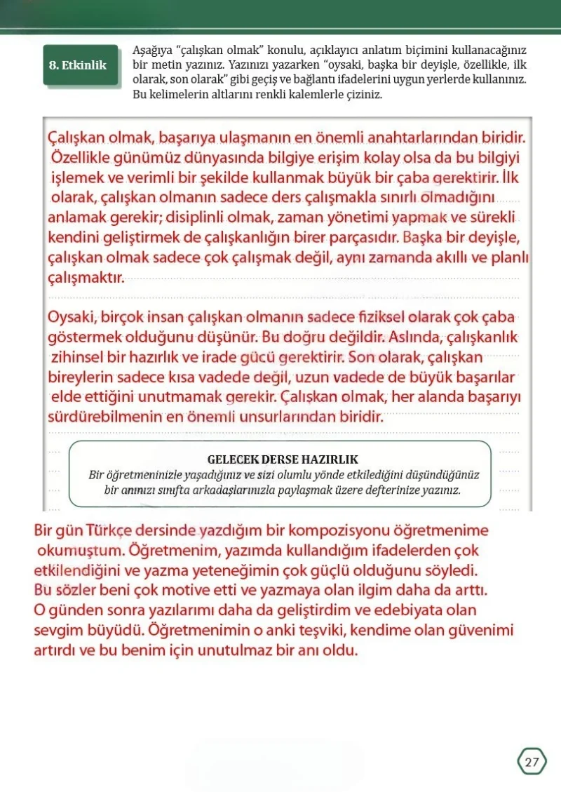 7. Sınıf Türkçe Ders Kitabı Cevapları Meb Yayınları Sayfa 27 Çözüm Görseli