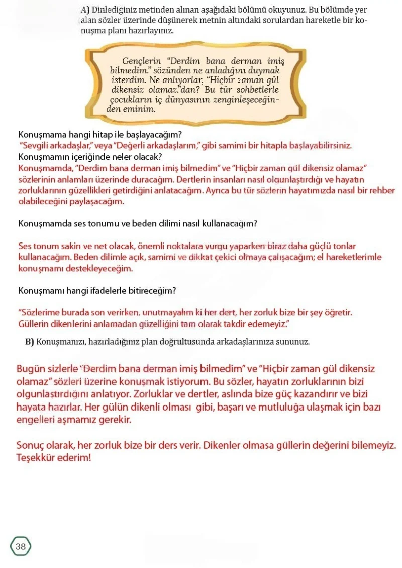 7. Sınıf Türkçe Ders Kitabı Cevapları Meb Yayınları Sayfa 38 Çözüm Görseli