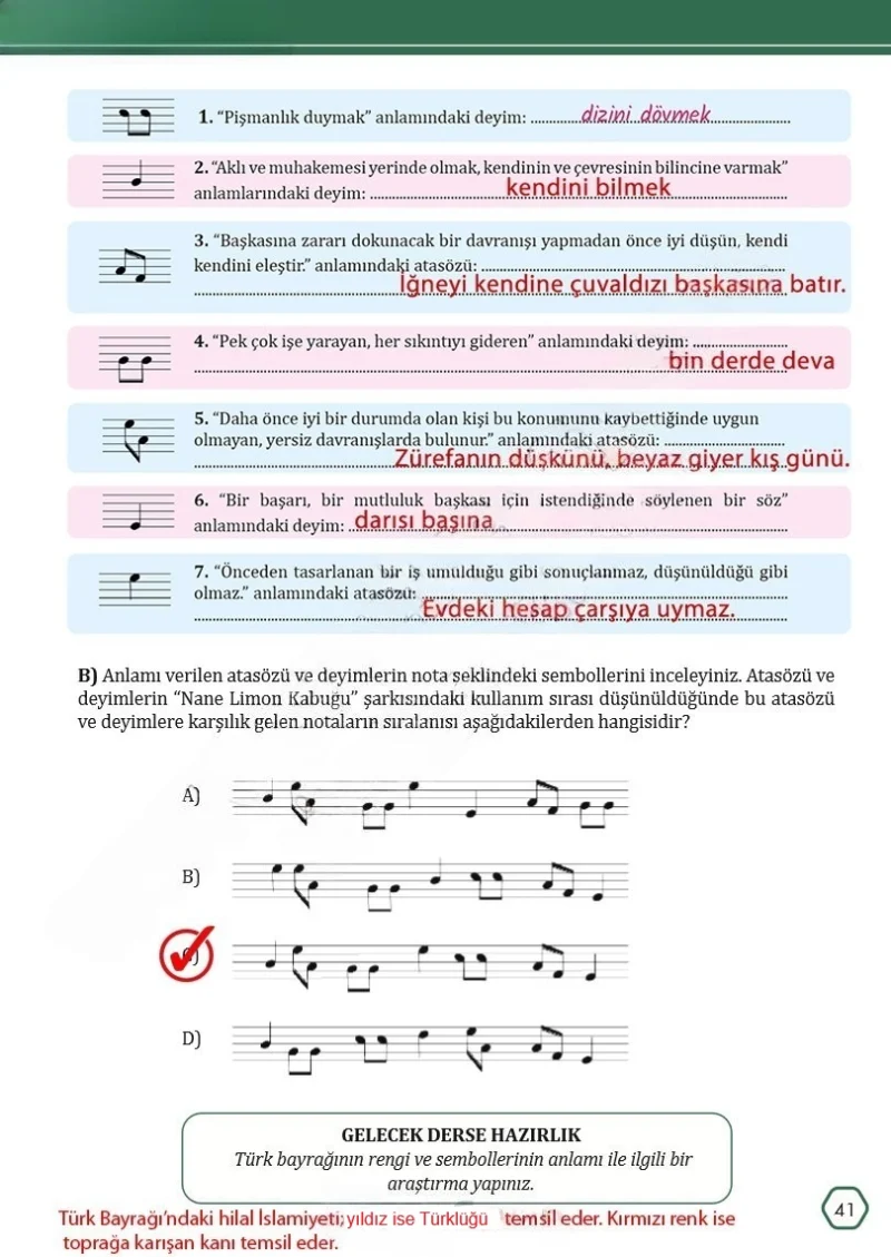 7. Sınıf Türkçe Ders Kitabı Cevapları Meb Yayınları Sayfa 41 Çözüm Görseli