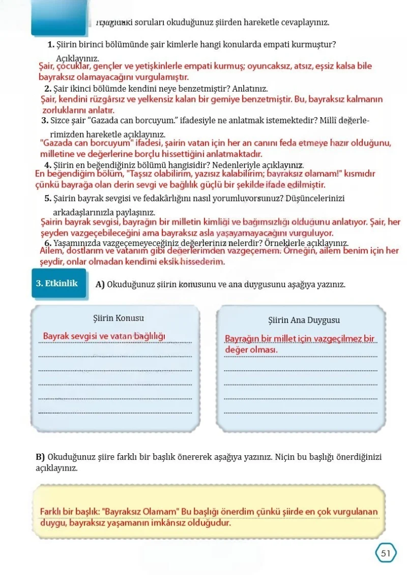 7. Sınıf Türkçe Ders Kitabı Cevapları Meb Yayınları Sayfa 51 Çözüm Görseli