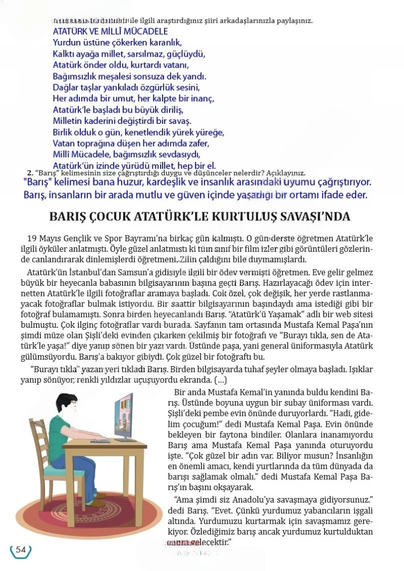 7. Sınıf Türkçe Ders Kitabı Cevapları Meb Yayınları Sayfa 54 Çözüm Görseli