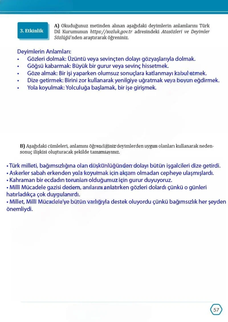 7. Sınıf Türkçe Ders Kitabı Cevapları Meb Yayınları Sayfa 57 Çözüm Görseli