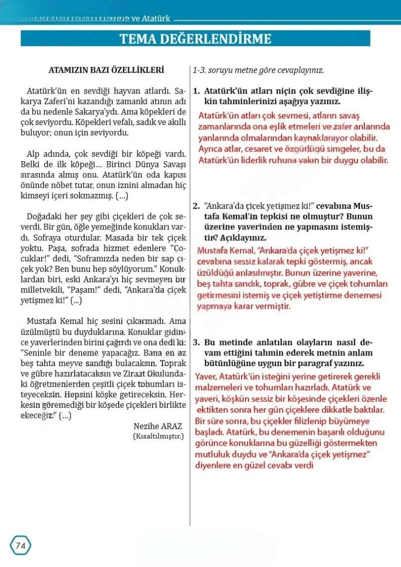 7. Sınıf Türkçe Ders Kitabı Cevapları Meb Yayınları Sayfa 74 Çözüm Görseli