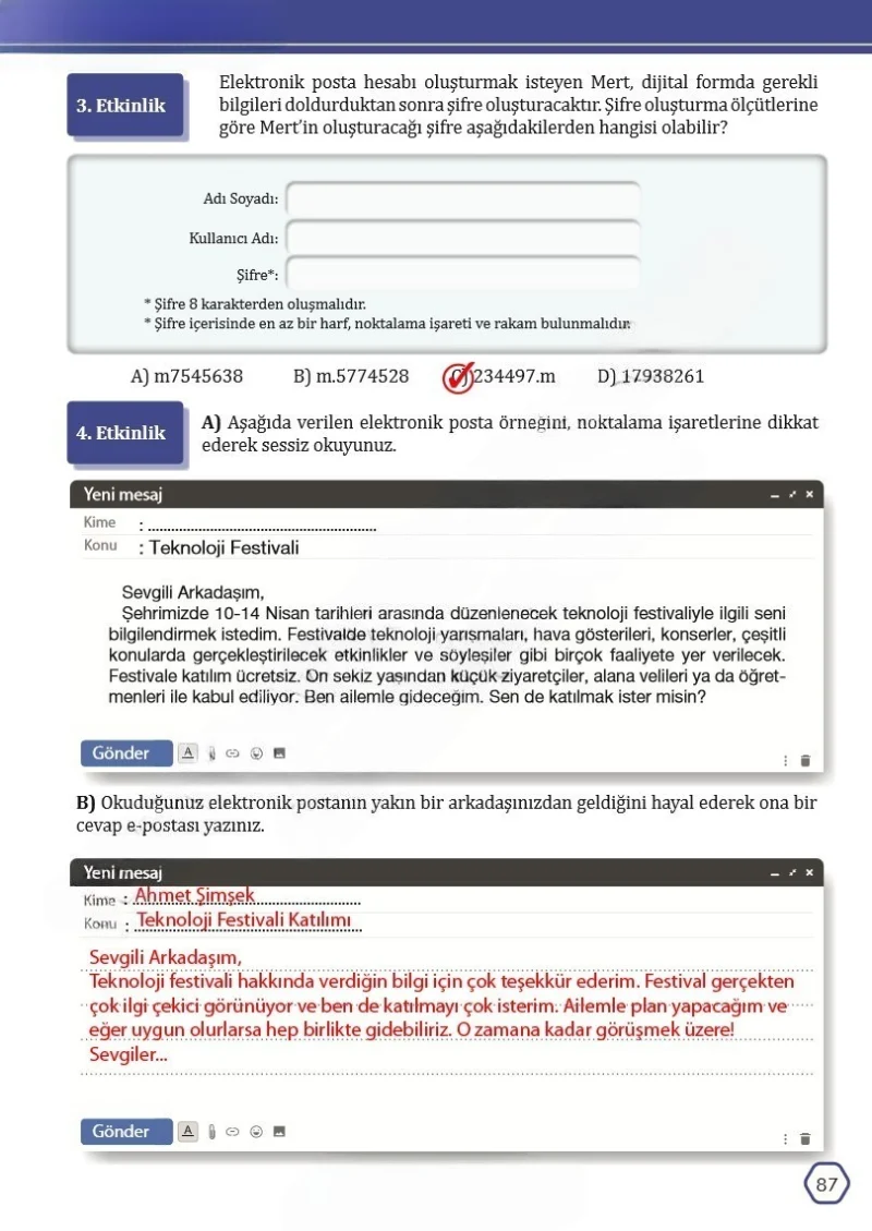 7. Sınıf Türkçe Ders Kitabı Cevapları Meb Yayınları Sayfa 87 Çözüm Görseli