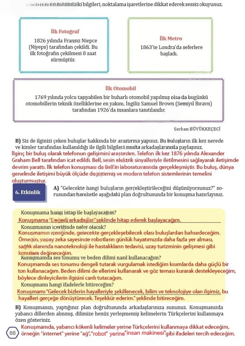 7. Sınıf Türkçe Ders Kitabı Cevapları Meb Yayınları Sayfa 88 Çözüm Görseli