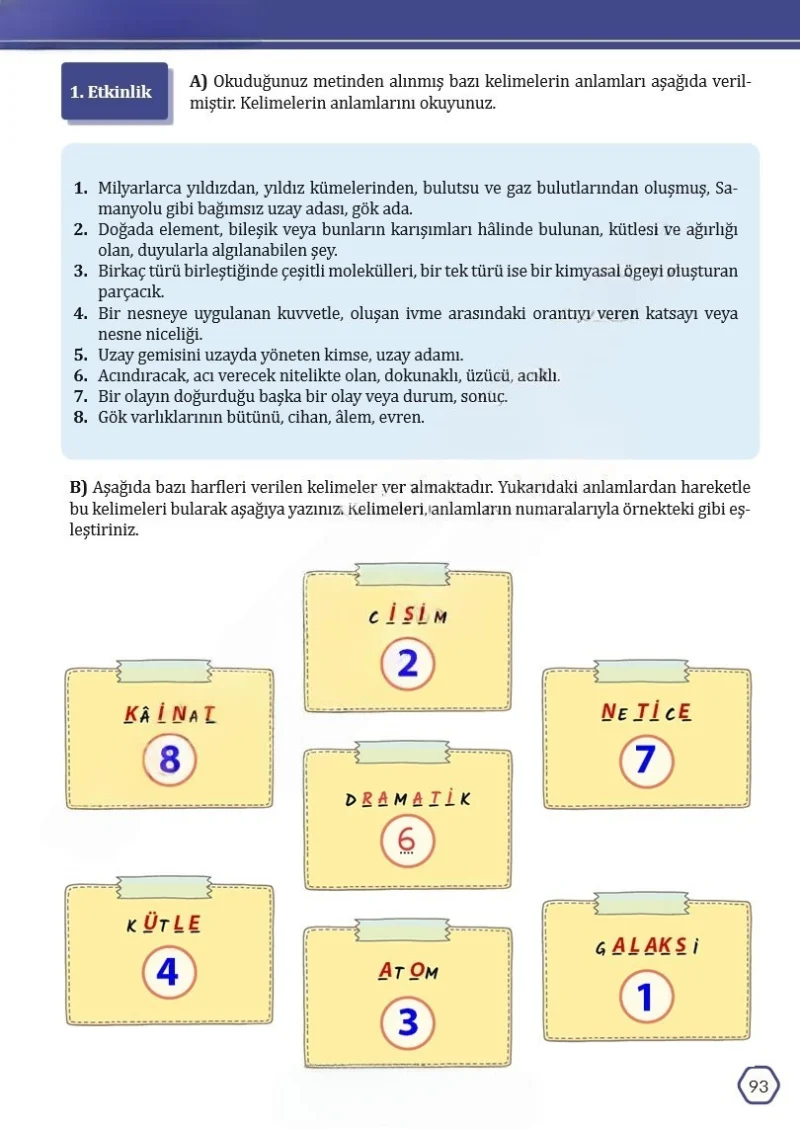 7. Sınıf Türkçe Ders Kitabı Cevapları Meb Yayınları Sayfa 93 Çözüm Görseli