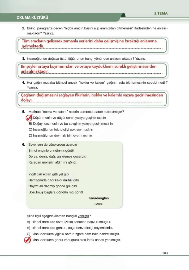 7. Sınıf Türkçe Ders Kitabı Cevapları Özgün Yayınları Sayfa 103 Çözüm Görseli