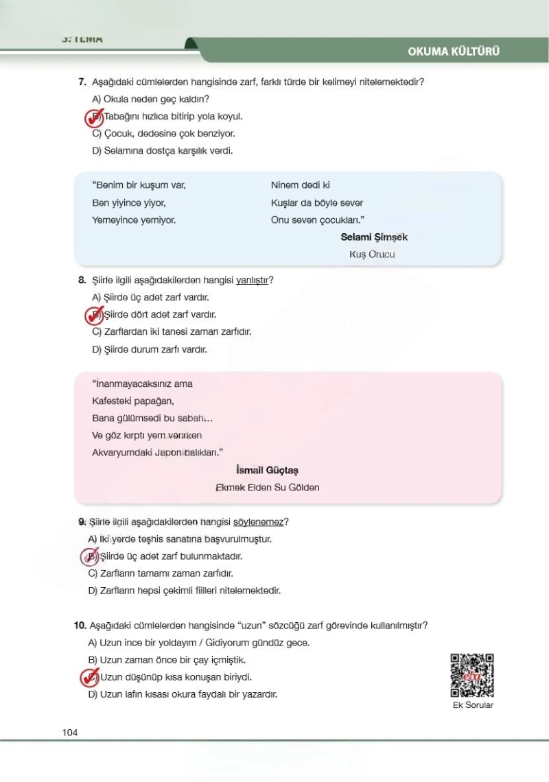 7. Sınıf Türkçe Ders Kitabı Cevapları Özgün Yayınları Sayfa 104 Çözüm Görseli