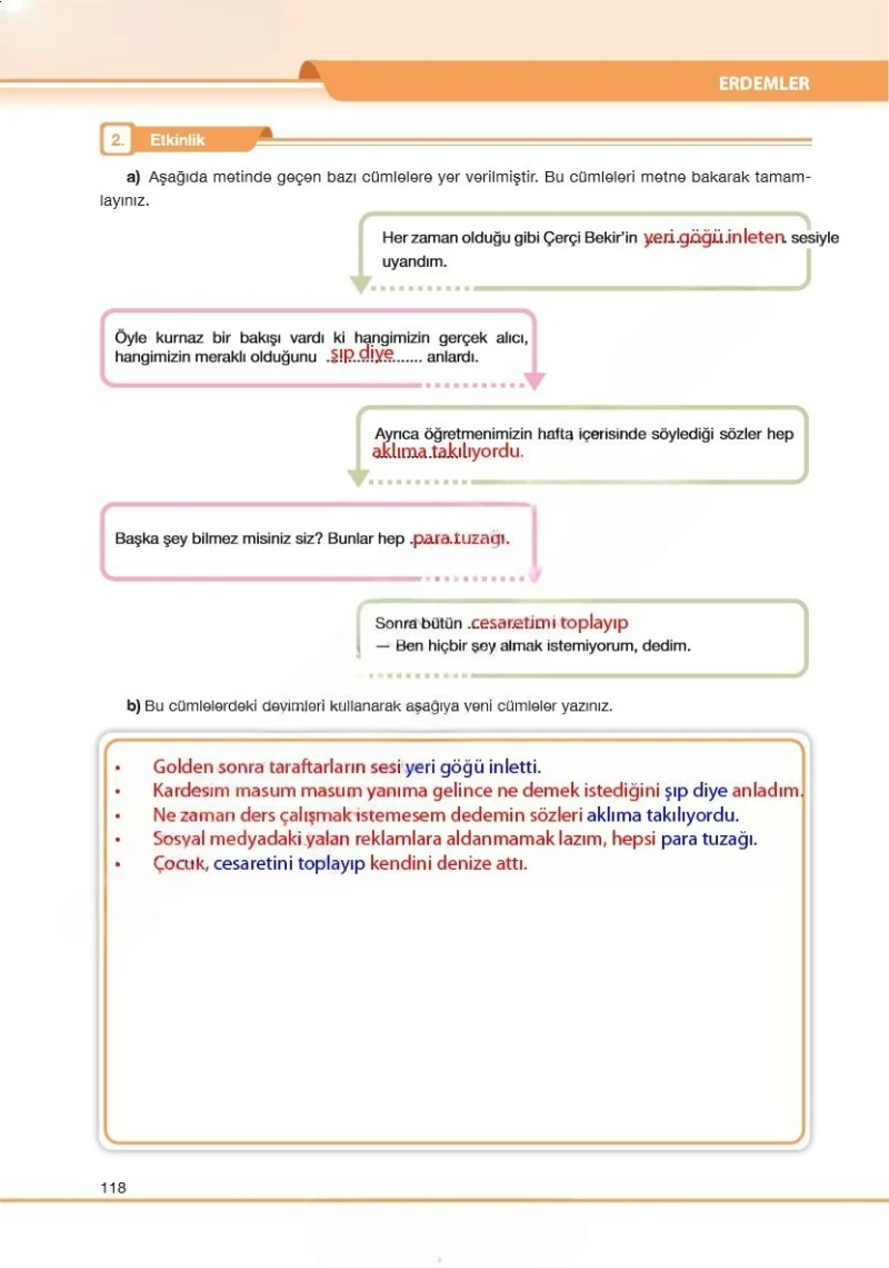 7. Sınıf Türkçe Ders Kitabı Cevapları Özgün Yayınları Sayfa 118 Çözüm Görseli