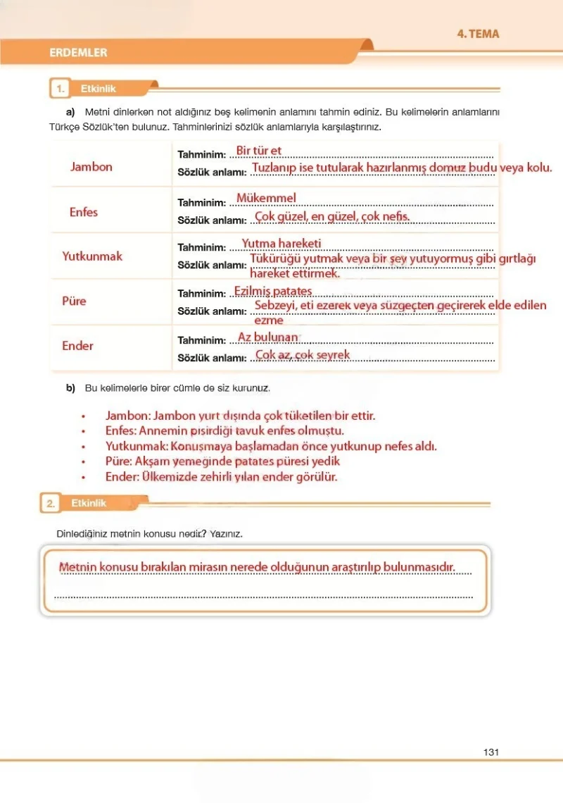 7. Sınıf Türkçe Ders Kitabı Cevapları Özgün Yayınları Sayfa 131 Çözüm Görseli