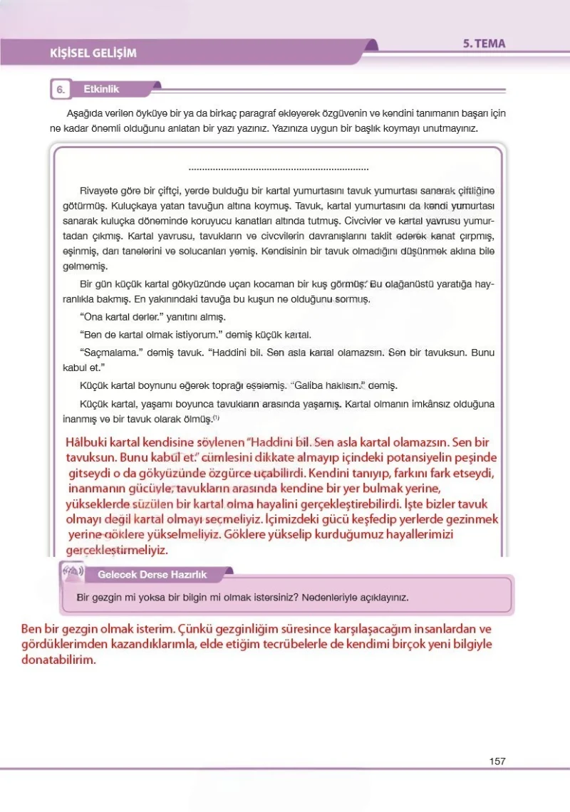 7. Sınıf Türkçe Ders Kitabı Cevapları Özgün Yayınları Sayfa 157 Çözüm Görseli