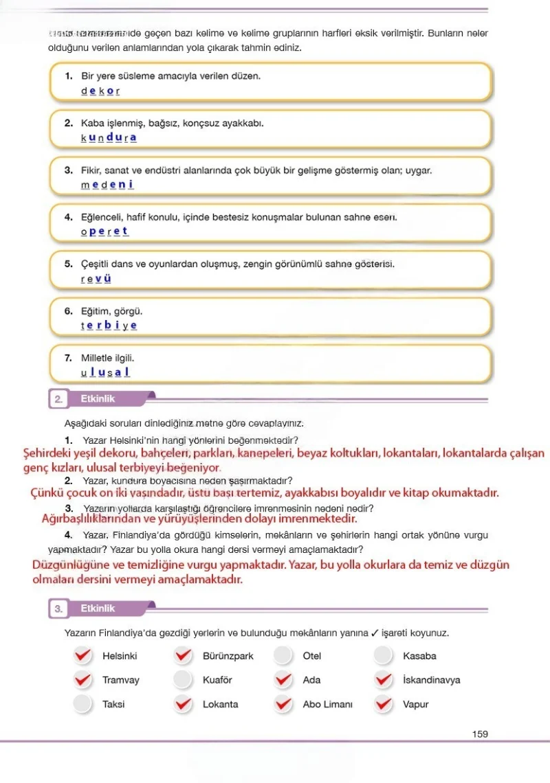 7. Sınıf Türkçe Ders Kitabı Cevapları Özgün Yayınları Sayfa 159 Çözüm Görseli