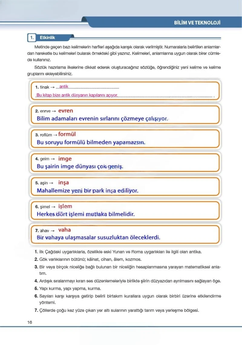7. Sınıf Türkçe Ders Kitabı Cevapları Özgün Yayınları Sayfa 16 Çözüm Görseli