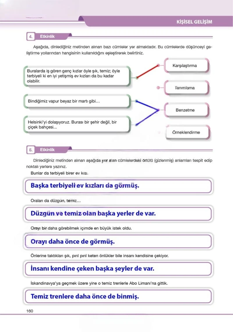 7. Sınıf Türkçe Ders Kitabı Cevapları Özgün Yayınları Sayfa 160 Çözüm Görseli