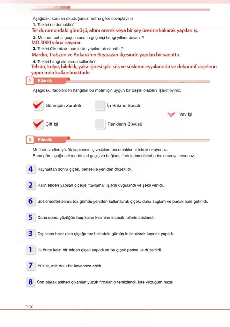 7. Sınıf Türkçe Ders Kitabı Cevapları Özgün Yayınları Sayfa 172 Çözüm Görseli