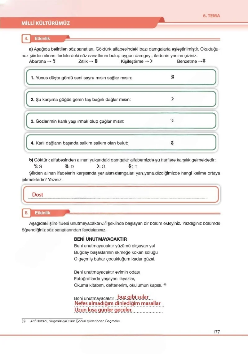 7. Sınıf Türkçe Ders Kitabı Cevapları Özgün Yayınları Sayfa 177 Çözüm Görseli