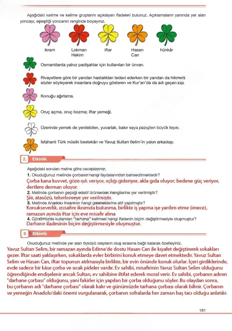 7. Sınıf Türkçe Ders Kitabı Cevapları Özgün Yayınları Sayfa 181 Çözüm Görseli