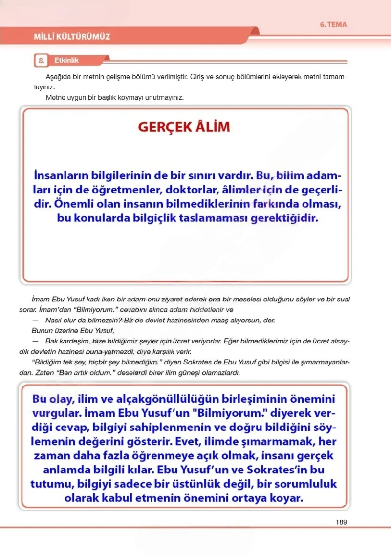 7. Sınıf Türkçe Ders Kitabı Cevapları Özgün Yayınları Sayfa 189 Çözüm Görseli