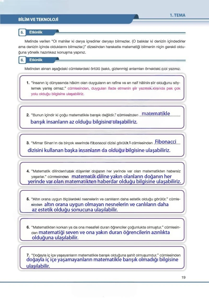 7. Sınıf Türkçe Ders Kitabı Cevapları Özgün Yayınları Sayfa 19 Çözüm Görseli