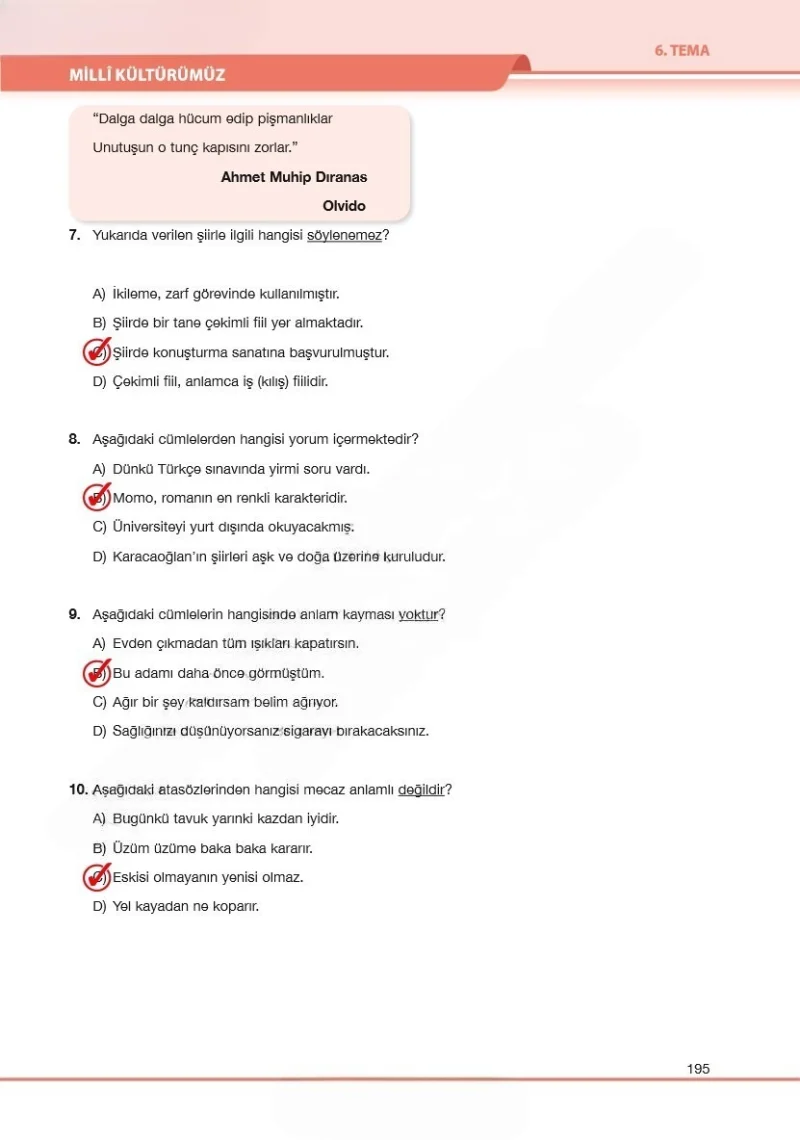 7. Sınıf Türkçe Ders Kitabı Cevapları Özgün Yayınları Sayfa 195 Çözüm Görseli