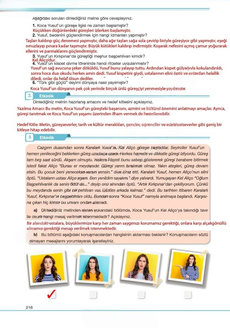 7. Sınıf Türkçe Ders Kitabı Cevapları Özgün Yayınları Sayfa 216 Çözüm Görseli