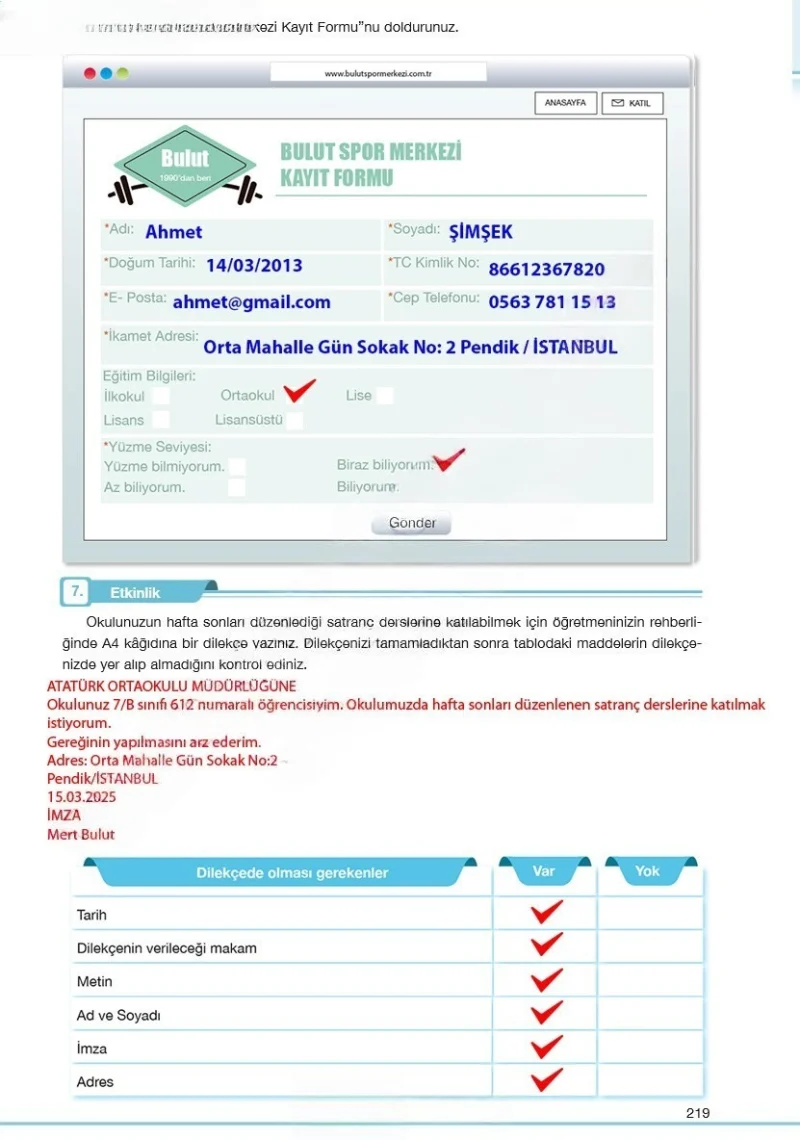 7. Sınıf Türkçe Ders Kitabı Cevapları Özgün Yayınları Sayfa 219 Çözüm Görseli