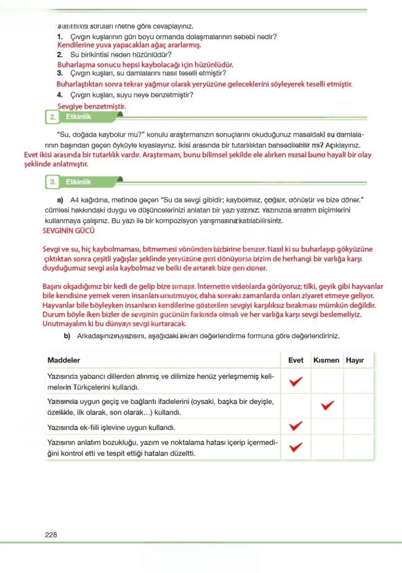 7. Sınıf Türkçe Ders Kitabı Cevapları Özgün Yayınları Sayfa 228 Çözüm Görseli