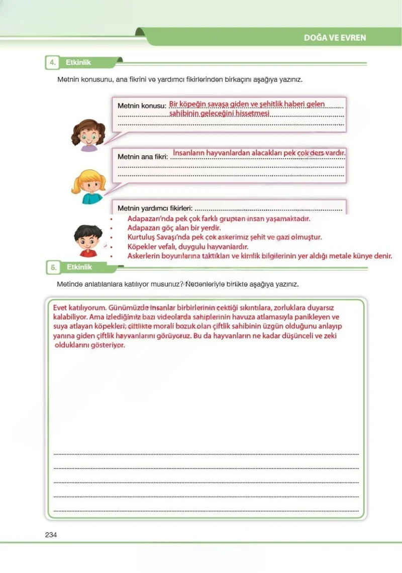 7. Sınıf Türkçe Ders Kitabı Cevapları Özgün Yayınları Sayfa 234 Çözüm Görseli