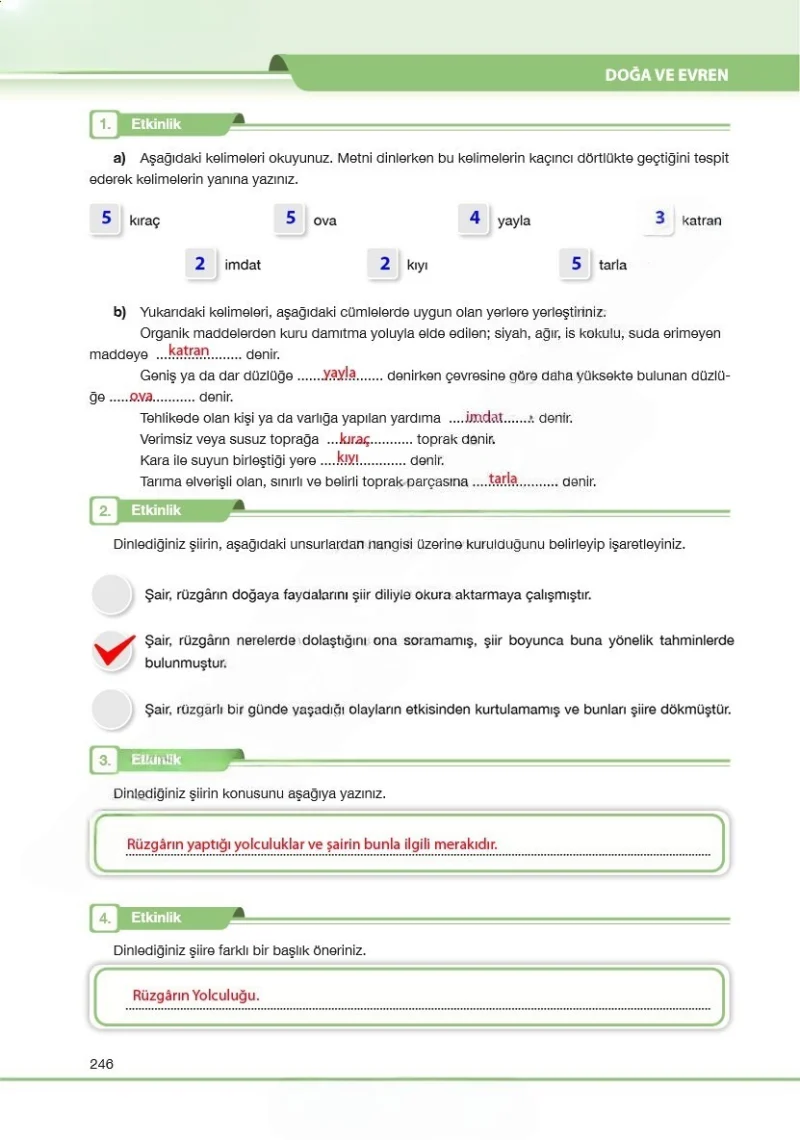 7. Sınıf Türkçe Ders Kitabı Cevapları Özgün Yayınları Sayfa 246 Çözüm Görseli