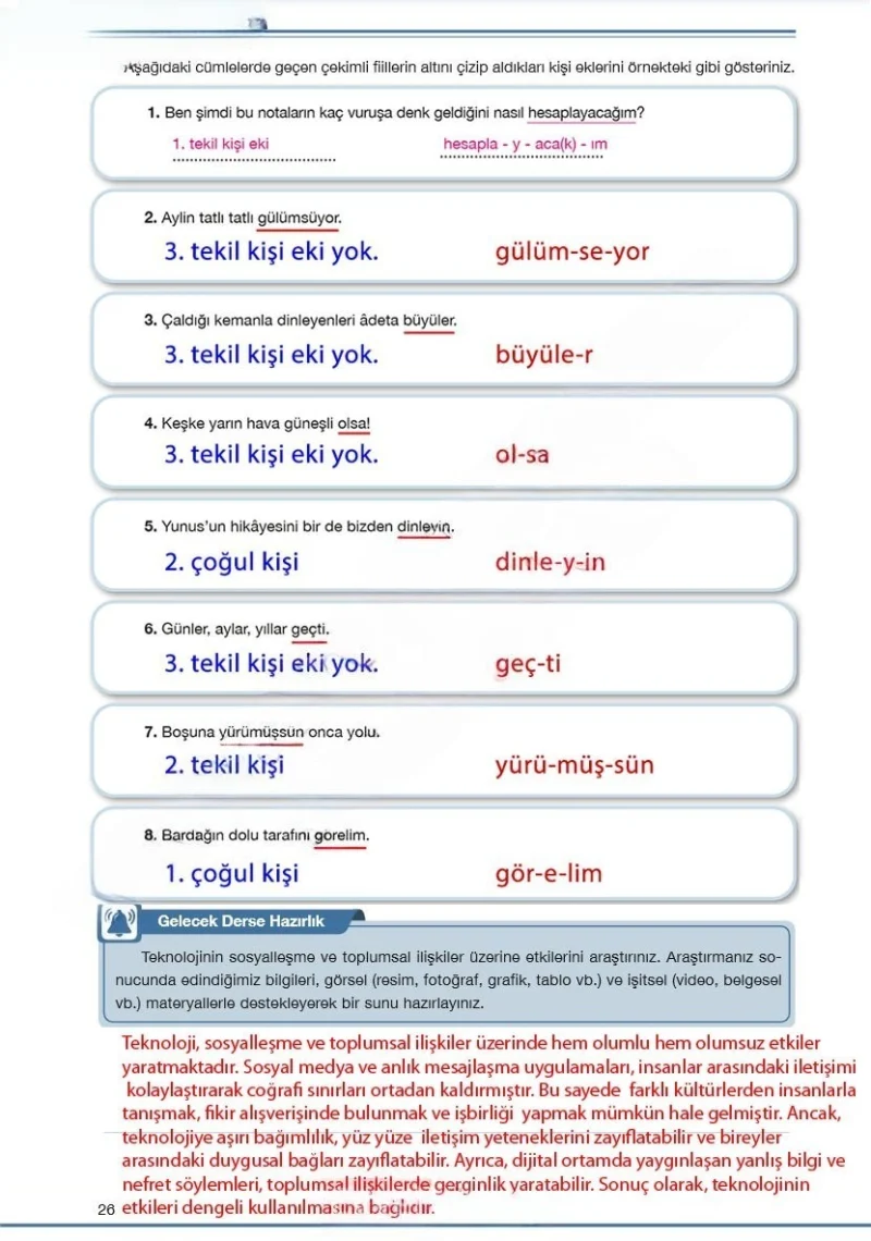 7. Sınıf Türkçe Ders Kitabı Cevapları Özgün Yayınları Sayfa 26 Çözüm Görseli