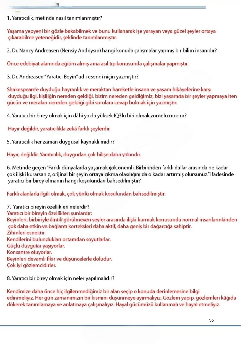 7. Sınıf Türkçe Ders Kitabı Cevapları Özgün Yayınları Sayfa 35 Çözüm Görseli