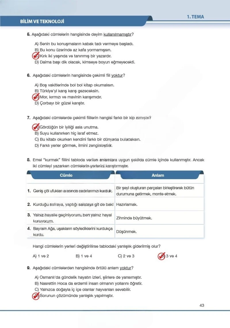 7. Sınıf Türkçe Ders Kitabı Cevapları Özgün Yayınları Sayfa 43 Çözüm Görseli