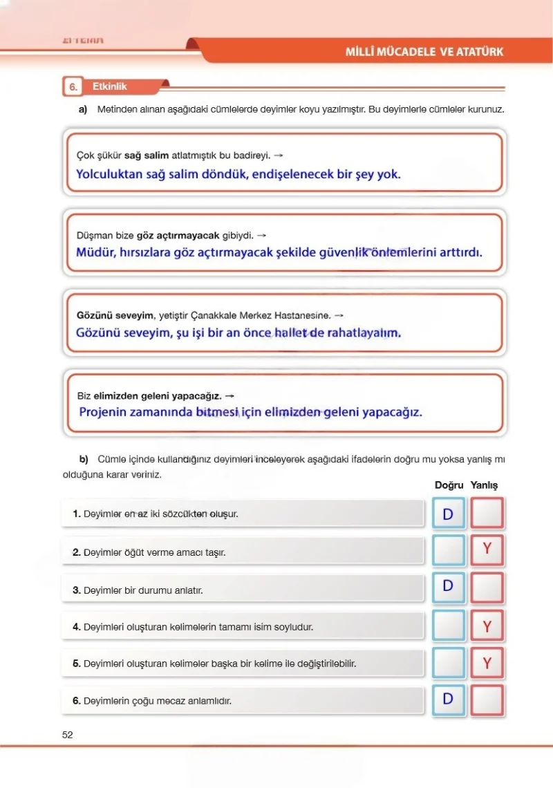 7. Sınıf Türkçe Ders Kitabı Cevapları Özgün Yayınları Sayfa 52 Çözüm Görseli
