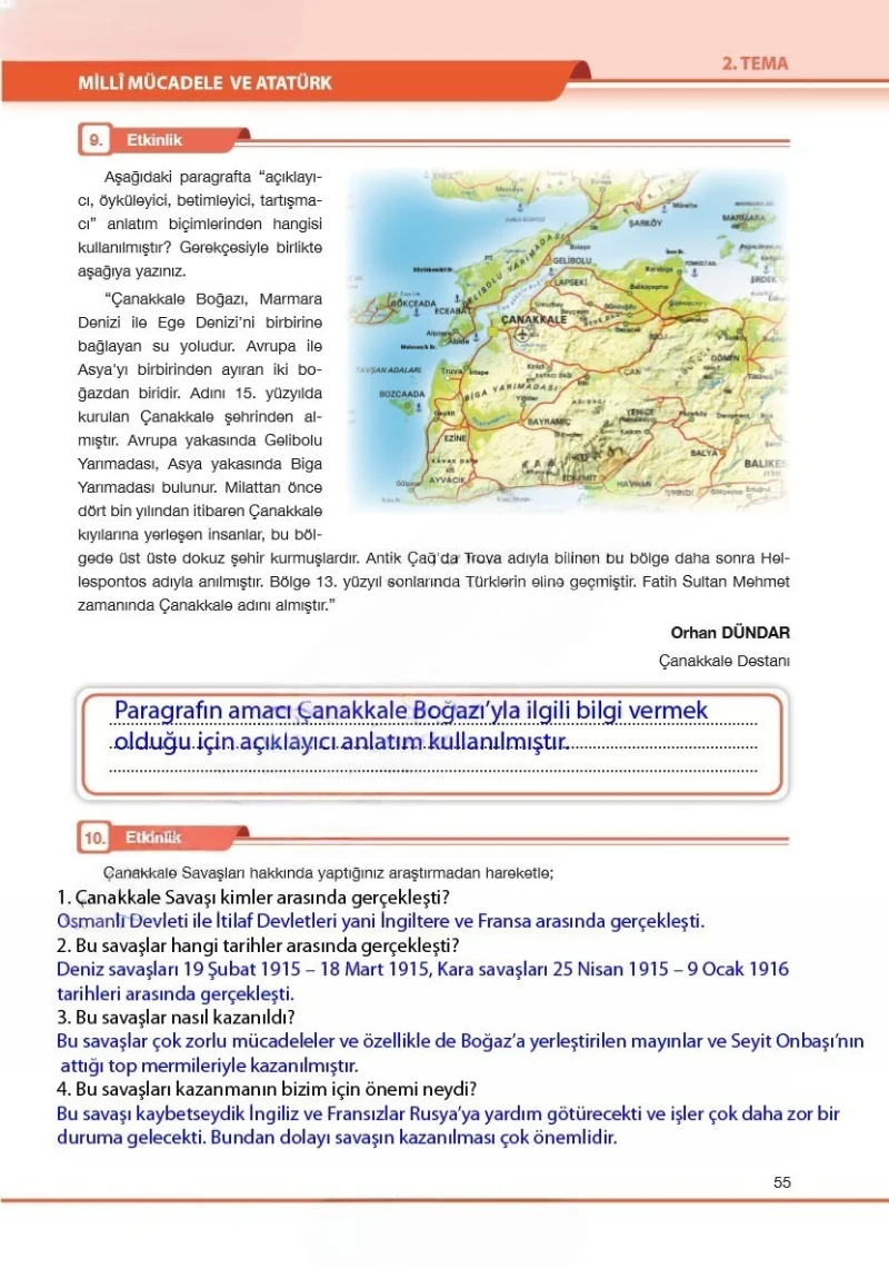 7. Sınıf Türkçe Ders Kitabı Cevapları Özgün Yayınları Sayfa 55 Çözüm Görseli