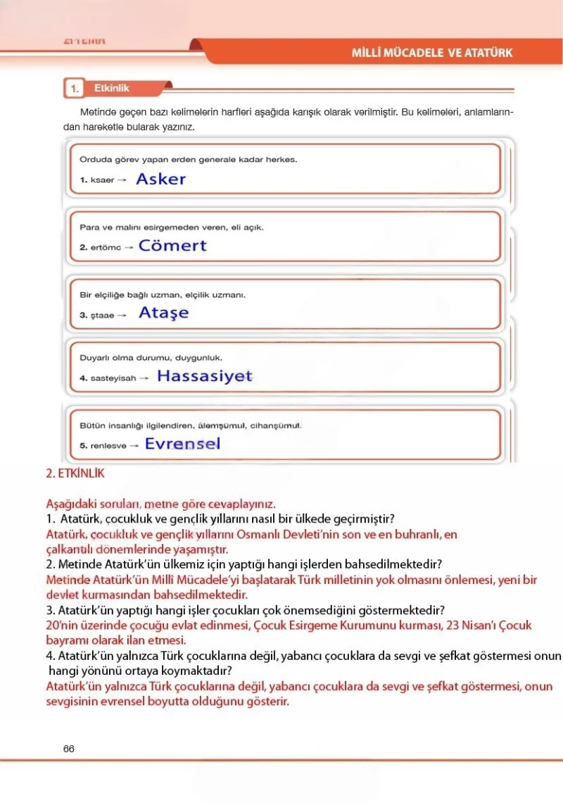 7. Sınıf Türkçe Ders Kitabı Cevapları Özgün Yayınları Sayfa 66 Çözüm Görseli