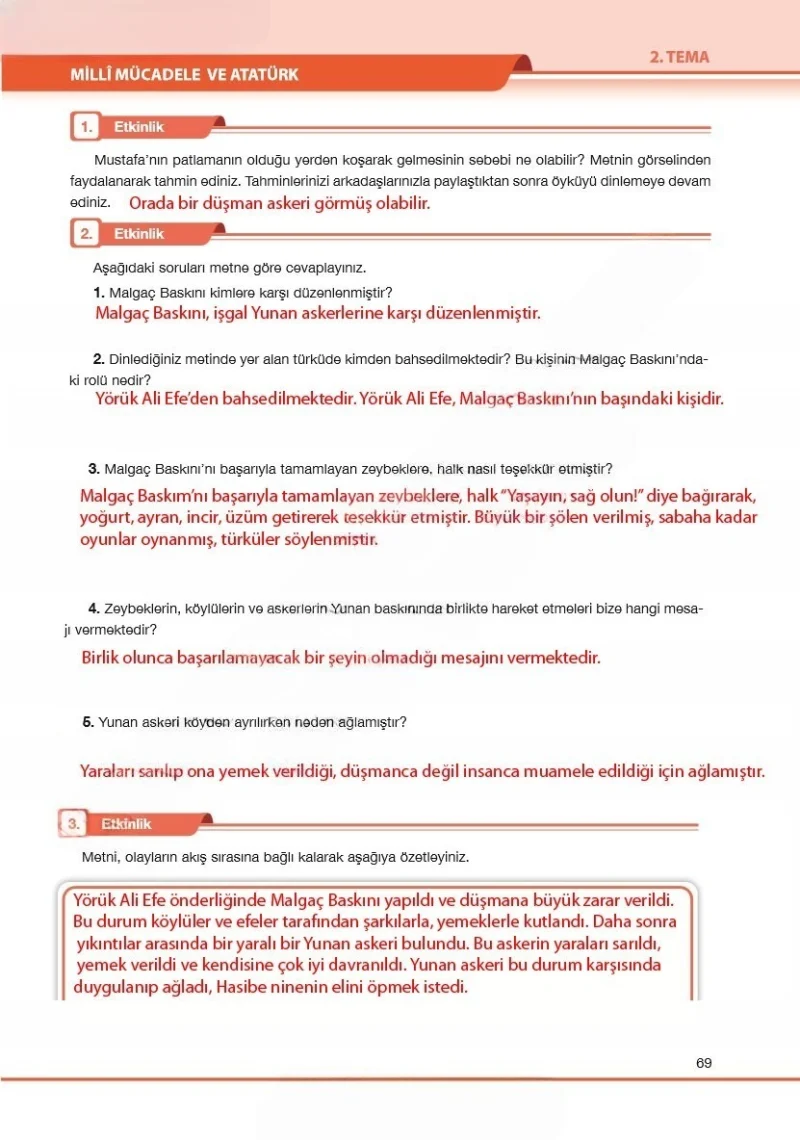 7. Sınıf Türkçe Ders Kitabı Cevapları Özgün Yayınları Sayfa 69 Çözüm Görseli