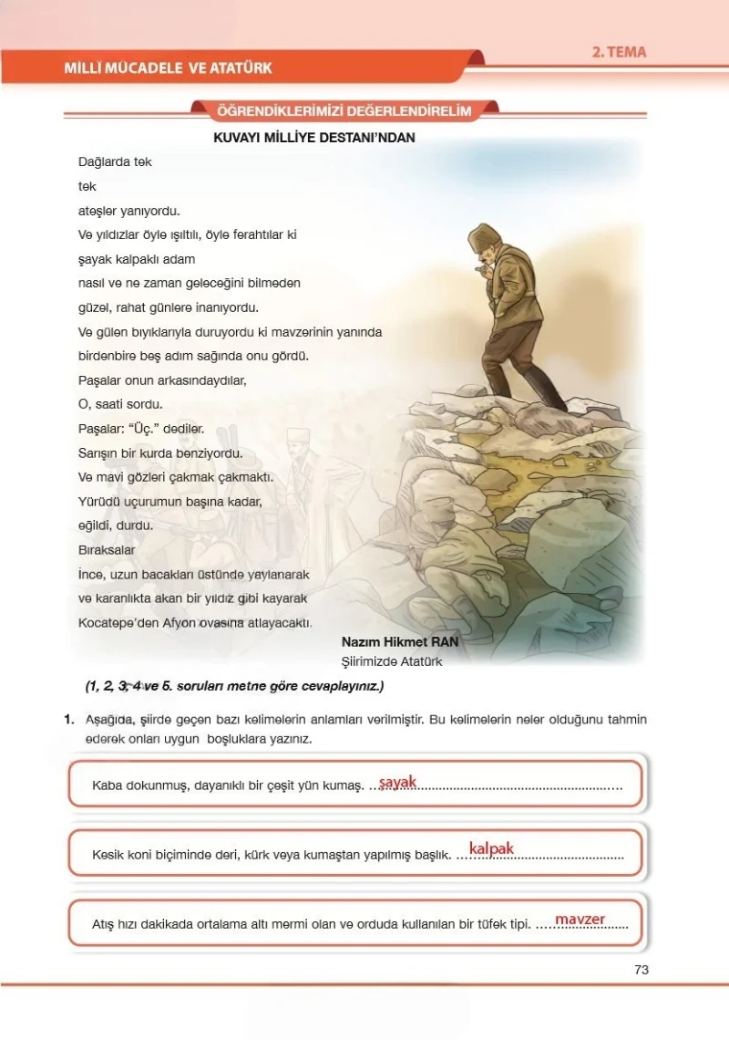 7. Sınıf Türkçe Ders Kitabı Cevapları Özgün Yayınları Sayfa 73 Çözüm Görseli