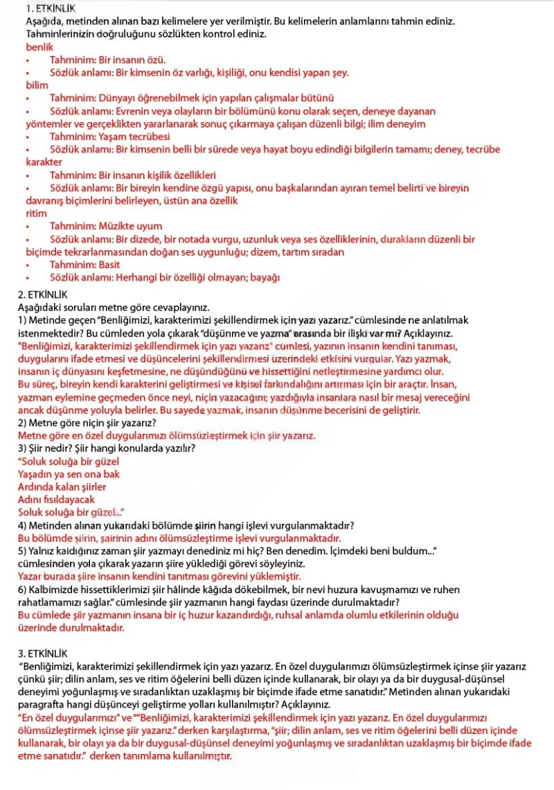 7. Sınıf Türkçe Ders Kitabı Cevapları Özgün Yayınları Sayfa 86 Çözüm Görseli