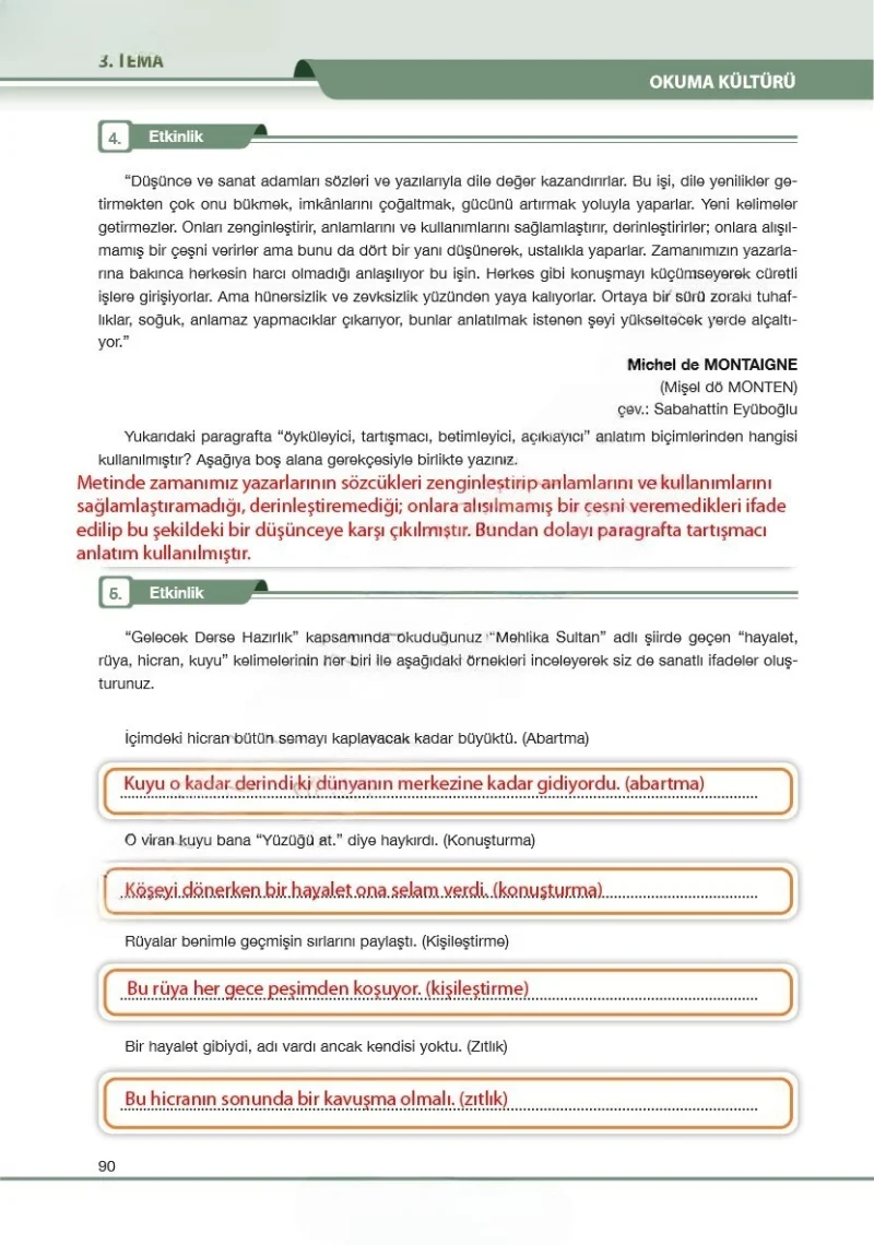 7. Sınıf Türkçe Ders Kitabı Cevapları Özgün Yayınları Sayfa 90 Çözüm Görseli
