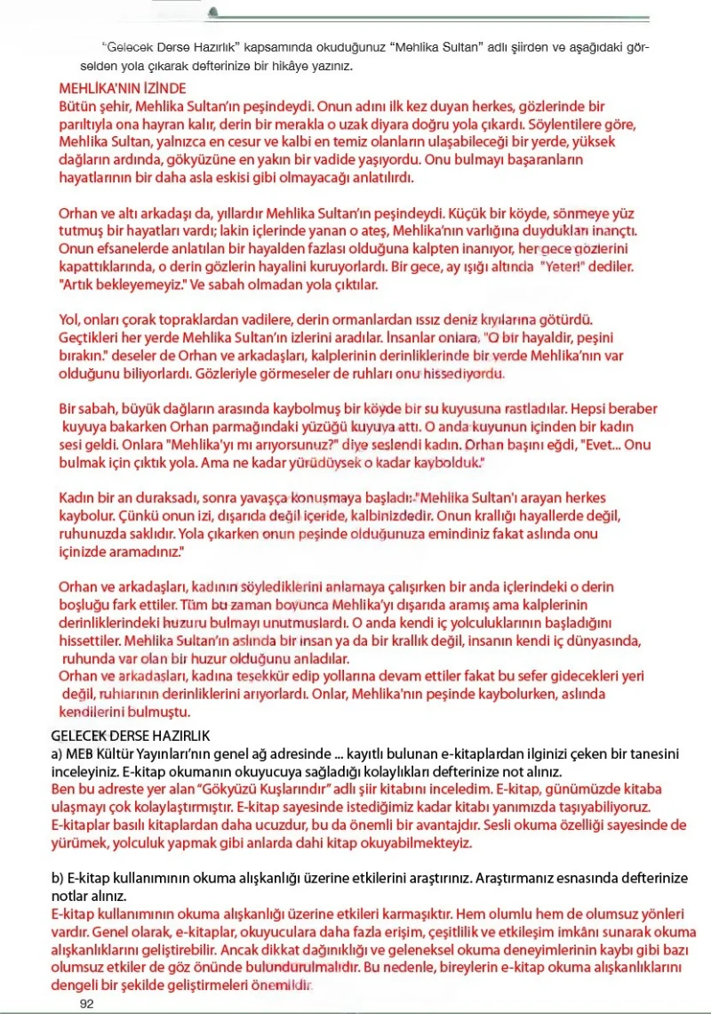 7. Sınıf Türkçe Ders Kitabı Cevapları Özgün Yayınları Sayfa 92 Çözüm Görseli