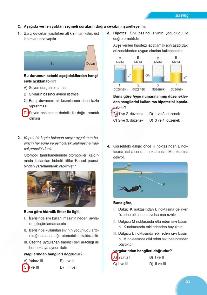 8. Sınıf Fen Bilimleri Ders Kitabı Cevapları Ata Yayınları Sayfa 103 Çözüm Görseli