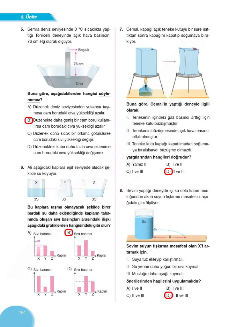 8. Sınıf Fen Bilimleri Ders Kitabı Cevapları Ata Yayınları Sayfa 104 Çözüm Görseli