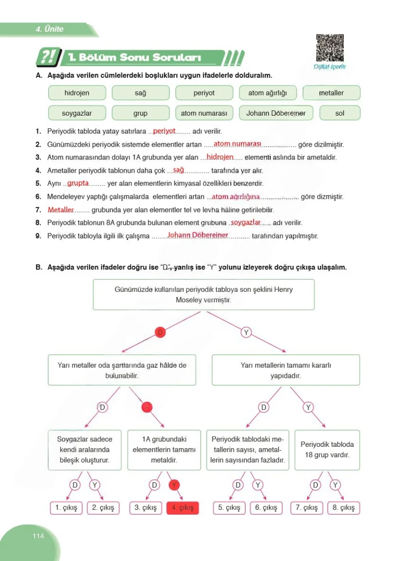 8. Sınıf Fen Bilimleri Ders Kitabı Cevapları Ata Yayınları Sayfa 114 Çözüm Görseli