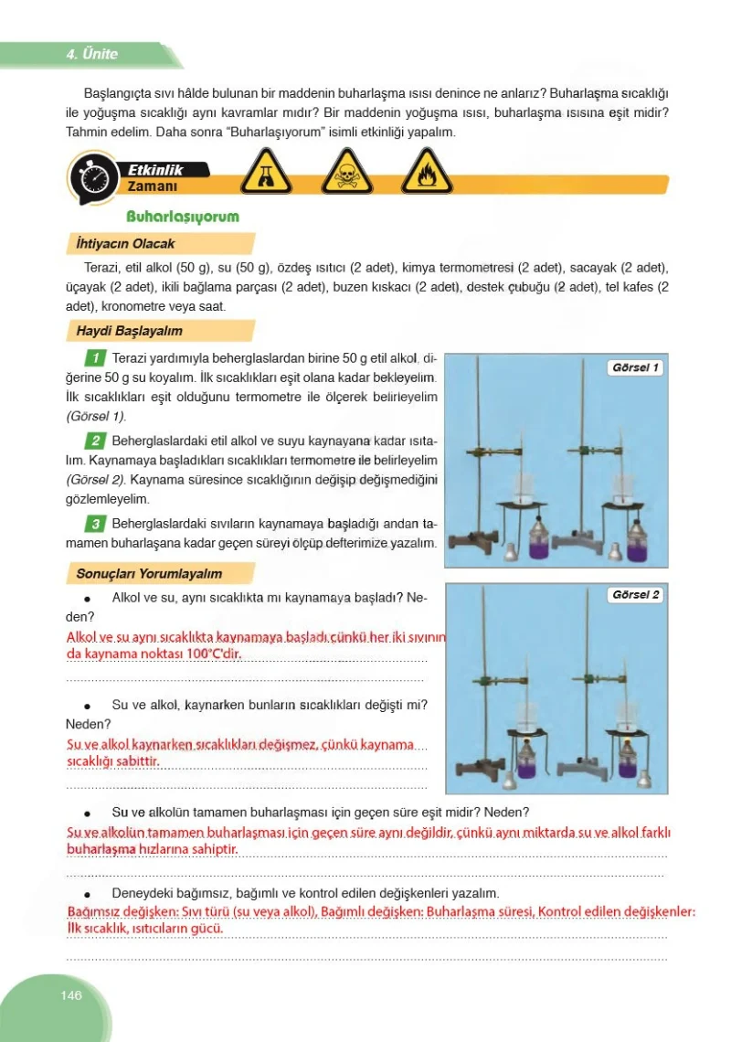 8. Sınıf Fen Bilimleri Ders Kitabı Cevapları Ata Yayınları Sayfa 146 Çözüm Görseli