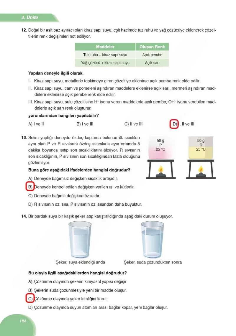 8. Sınıf Fen Bilimleri Ders Kitabı Cevapları Ata Yayınları Sayfa 164 Çözüm Görseli