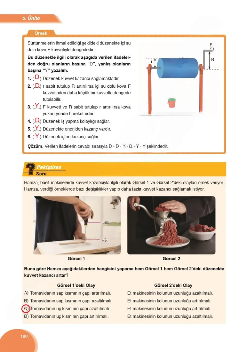 8. Sınıf Fen Bilimleri Ders Kitabı Cevapları Ata Yayınları Sayfa 180 Çözüm Görseli